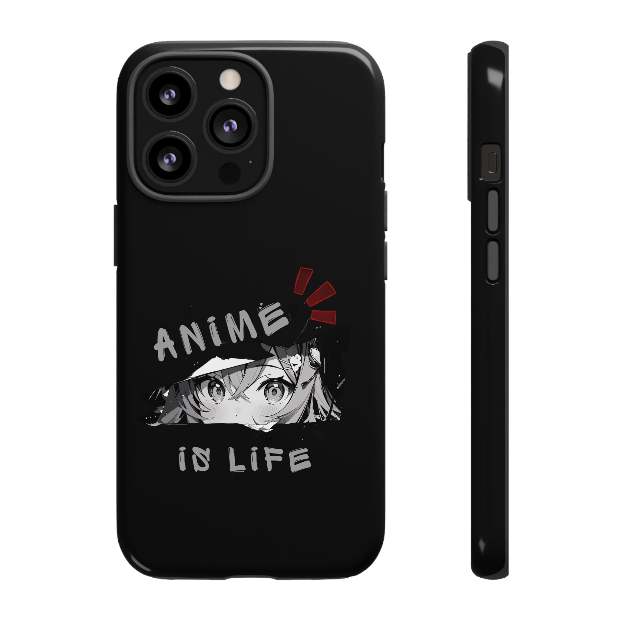 Anime Is Life Phone Case — Black Manga Eyes Protective Case for Fans