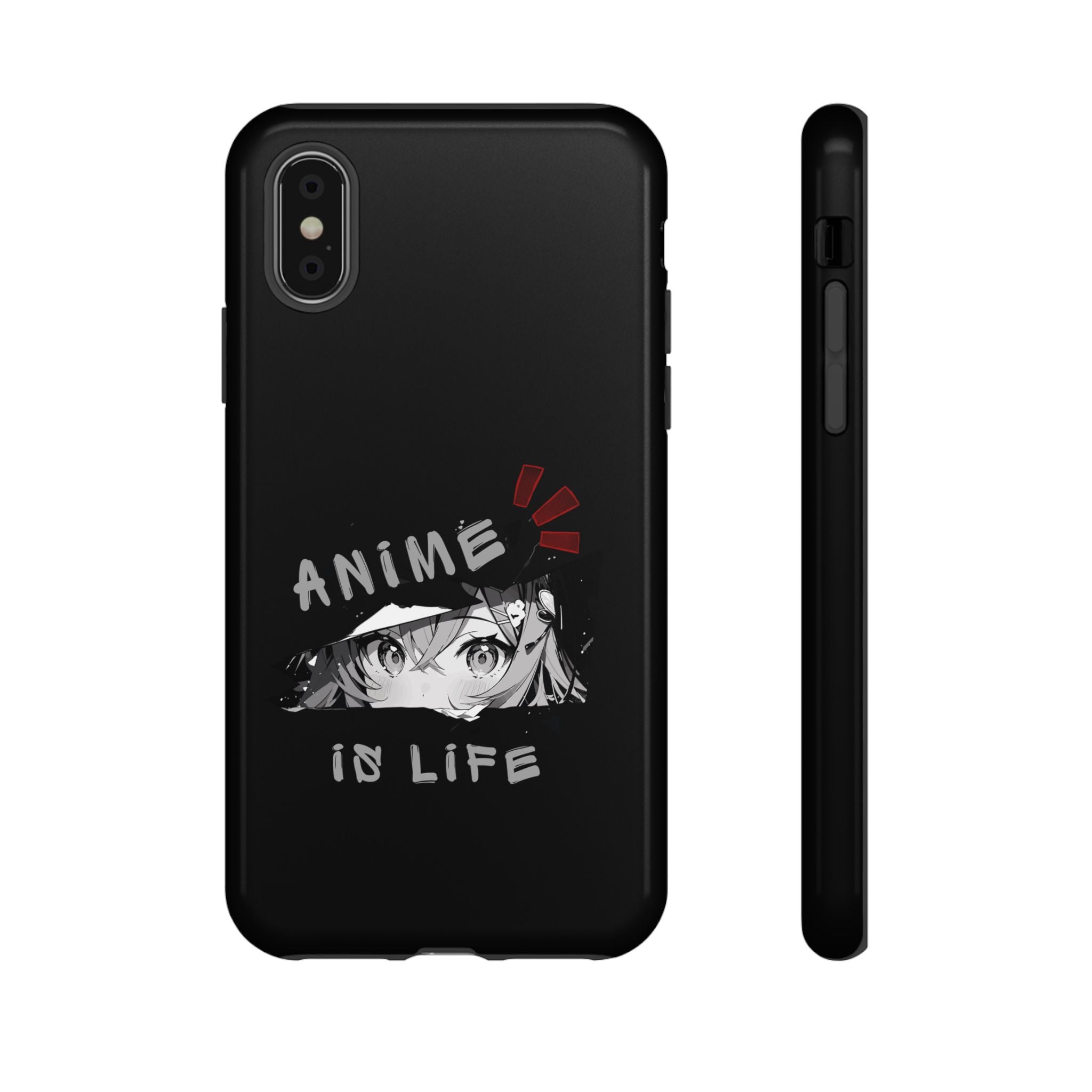 Anime Is Life Phone Case — Black Manga Eyes Protective Case for Fans