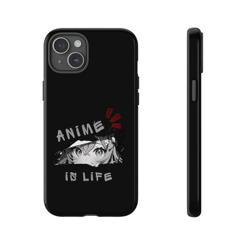 Anime Is Life Phone Case — Black Manga Eyes Protective Case for Fans