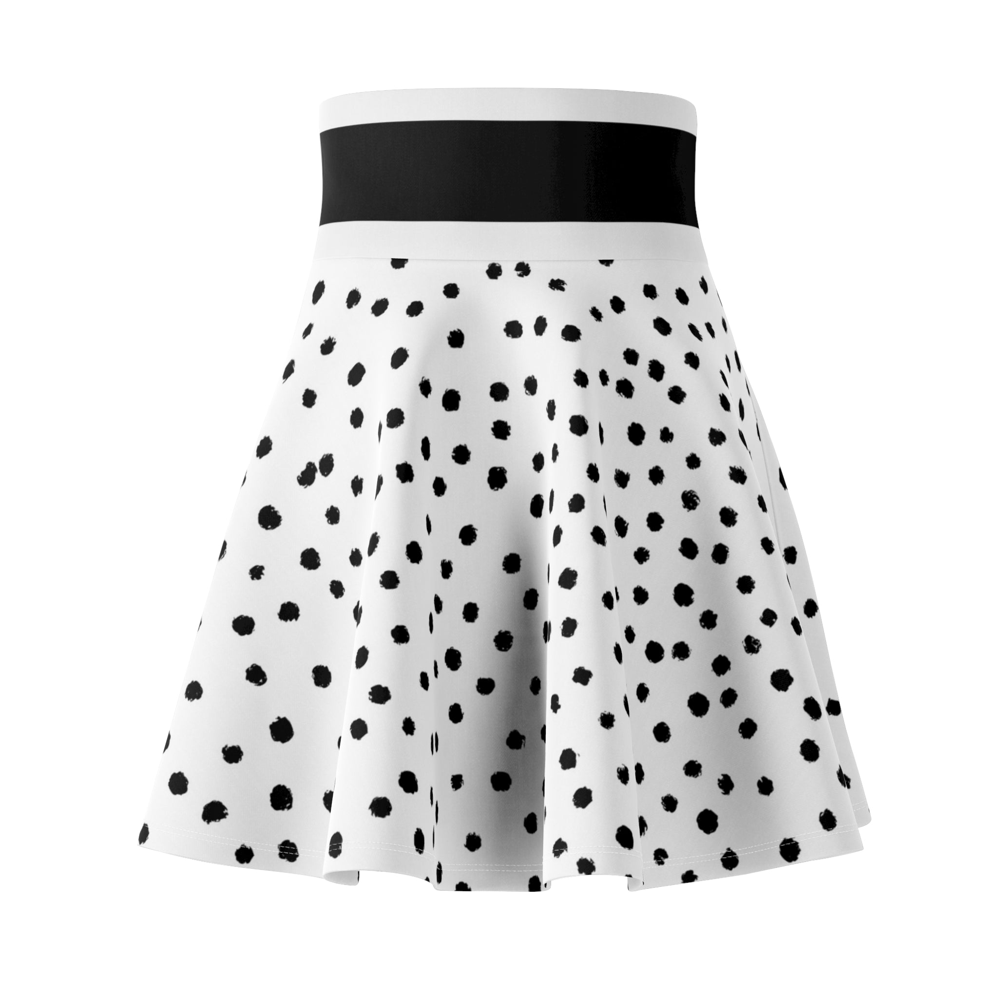 Black Dalmatian Spot Skater Skirt | Polka Dot AOP