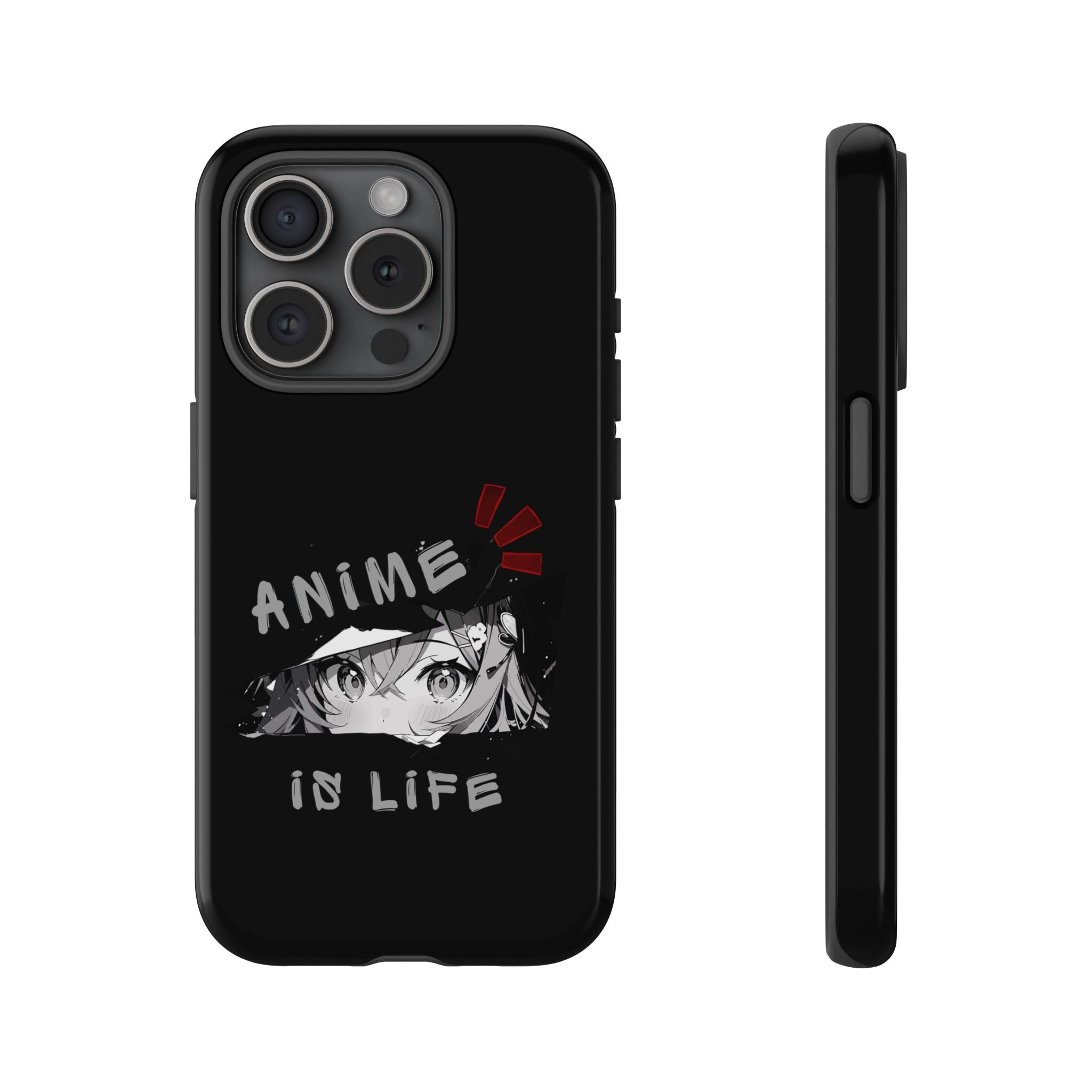 Anime Is Life Phone Case — Black Manga Eyes Protective Case for Fans