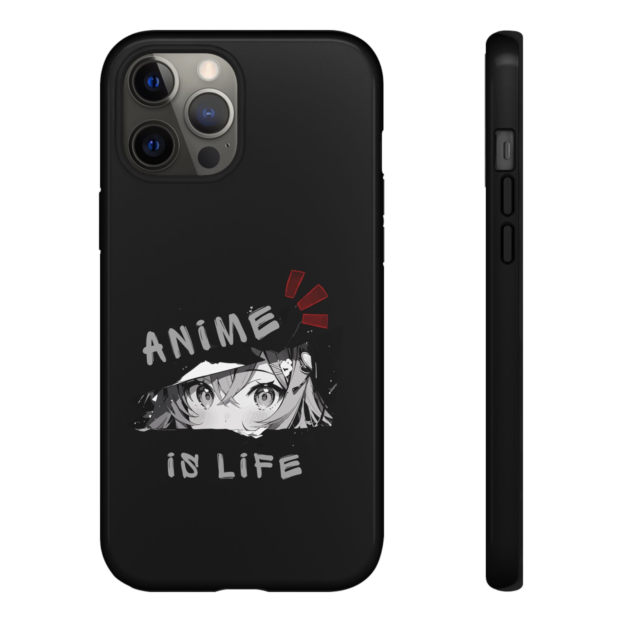 Anime Is Life Phone Case — Black Manga Eyes Protective Case for Fans
