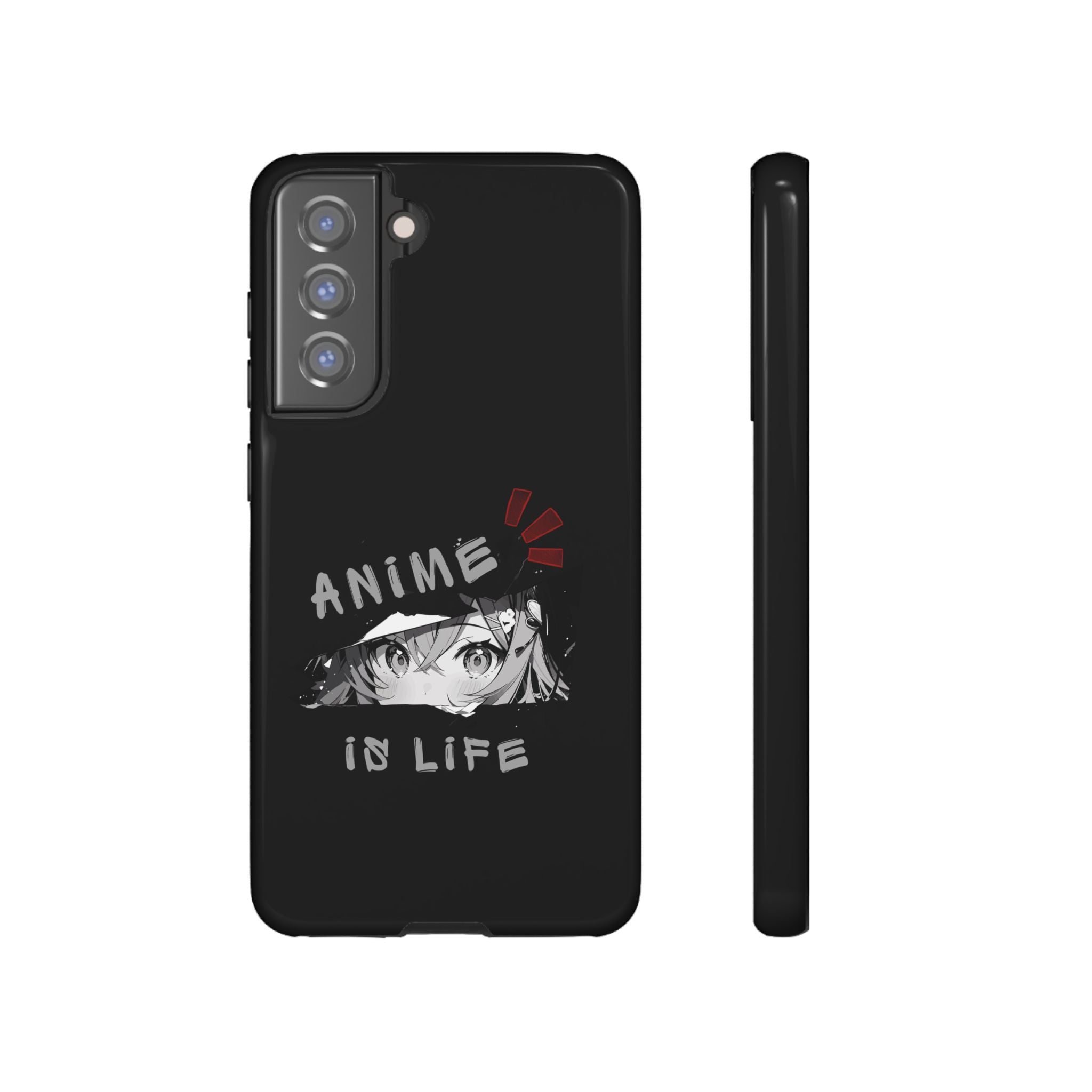 Anime Is Life Phone Case — Black Manga Eyes Protective Case for Fans