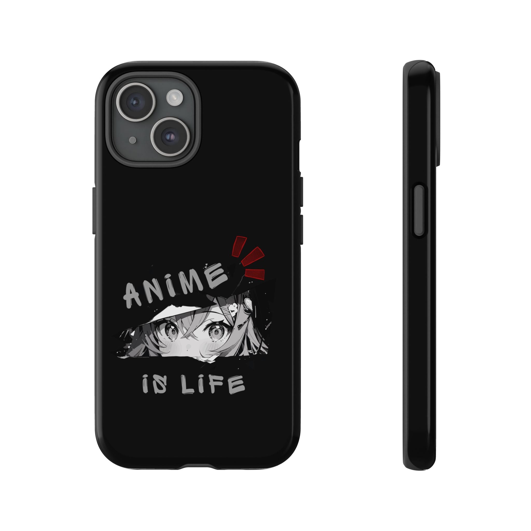 Anime Is Life Phone Case — Black Manga Eyes Protective Case for Fans